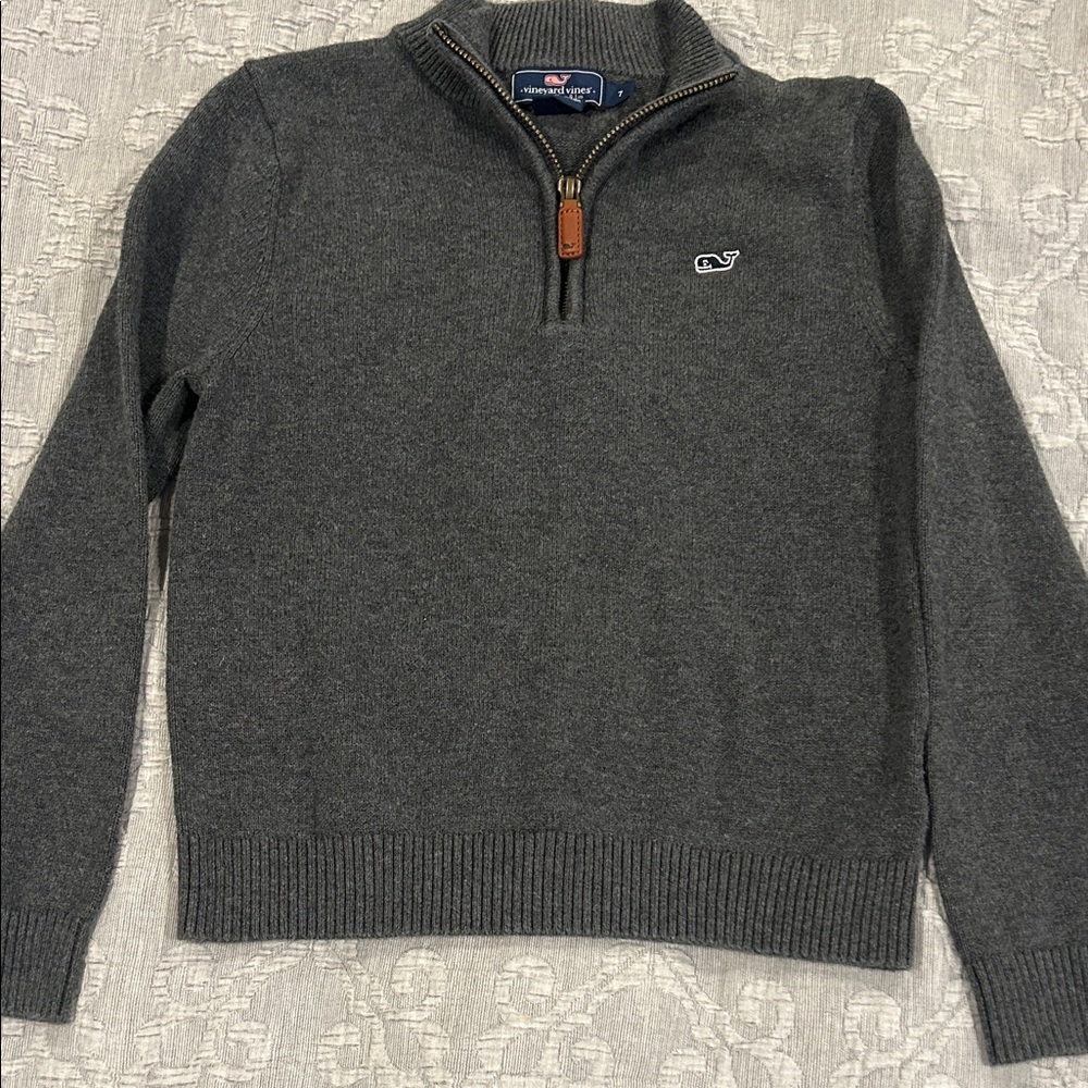 Vineyard Vines Charcoal Zip-Up Sweater